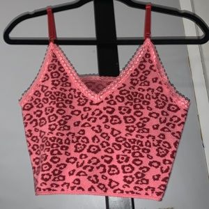 Pink leopard print cropped top